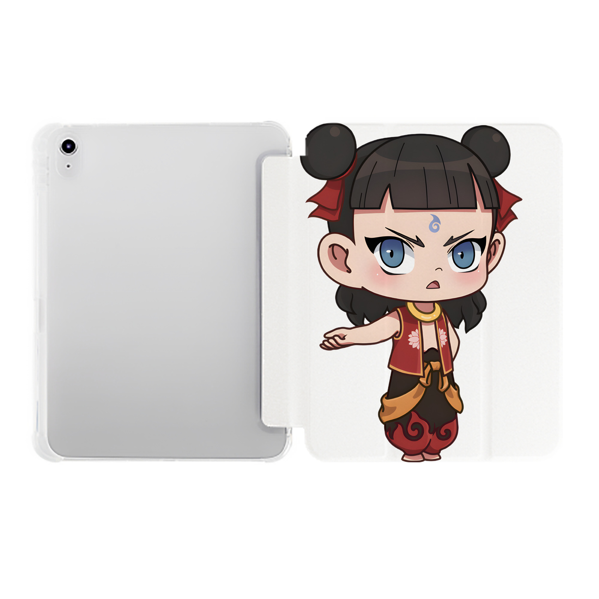 （画像用） Ne Zha 2 ナタ 魔童の大暴れ IPad ケース ペン収納付き 三つ折りスタンド PUレザー×シリコン 対応機種9.5/10.5/10.9インチ